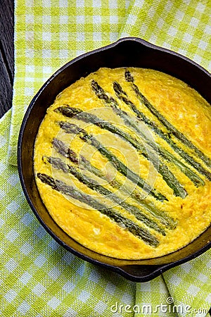 Green asparagus and cheese frittata Stock Photo