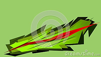 Green Automotive abstract geometric stripes sticker. Suitable for embedding on the side of the vehicle Vector Illustration