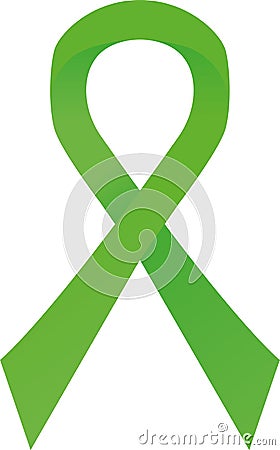 Green awareness ribbon. Bipolar disorder, Cerebral palsy, Depression, Kidney cancer, Mitochondrial disease, Mental Vector Illustration