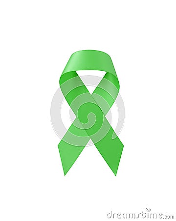 Green awareness ribbon isolated on white background Stock Photo
