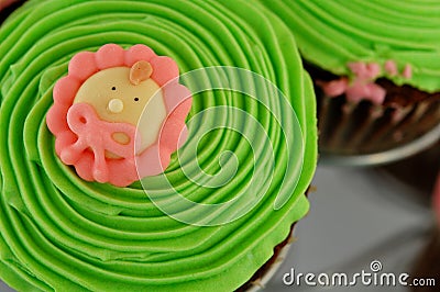 Green baby icing cupcake Stock Photo