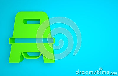 Green Baby potty icon isolated on blue background. Chamber pot. Minimalism concept. 3D render illustration Cartoon Illustration