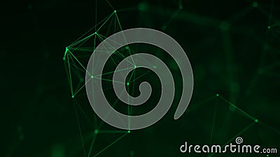 Green background with connecting triangulars, dots and lines. Futuristic polygonal background. 3d rendering Stock Photo