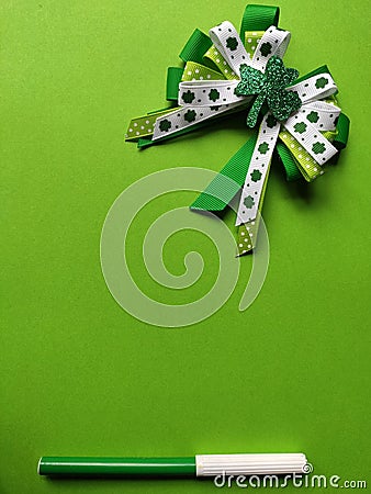 Green background with copy space. Saint Patrick& x27;s decoration. Write your own text. Personalize your message Stock Photo