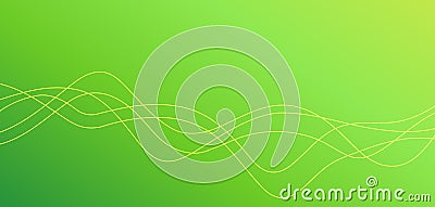 Green background eco flow line wave vector for bio energy gradient simple banner image, wavy curve digital stripe swirl backdrop Vector Illustration