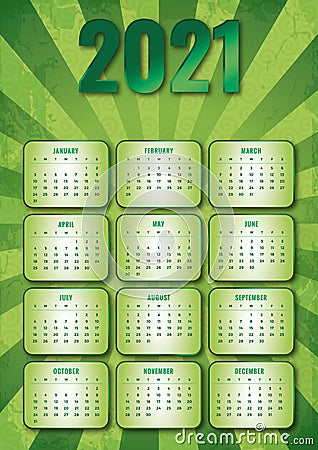 Irish style 2021 calendar Vector Illustration