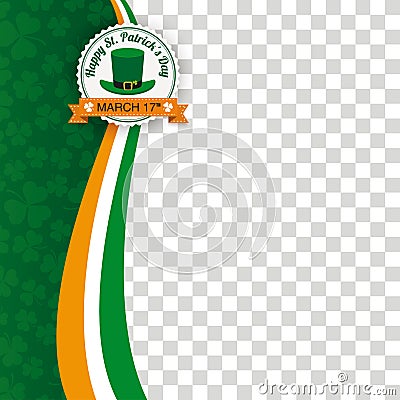 St Patricks Day Emblem Oblong Cover Shamrocks Transparent Vector Illustration