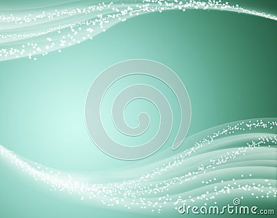 Green background with waves and stars Stock Photo