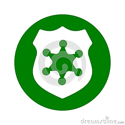 Green badge, police, sheriff icon Vector Illustration