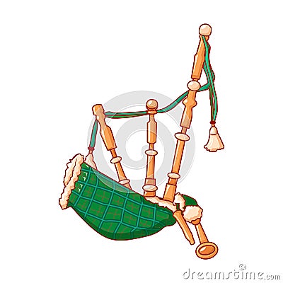 Green bagpipes icon, cartoon style Vector Illustration