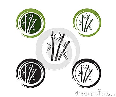 green bamboo branch and leaf vector icon logo design Vector Illustration