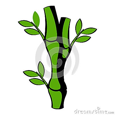 Green bamboo stem icon, icon cartoon Vector Illustration