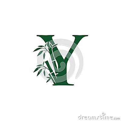 Green Bamboo Y Letter Logo Stock Photo