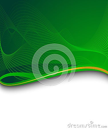 Green banner with green wave Vector Illustration