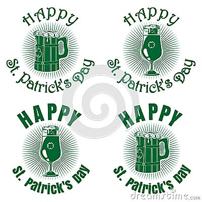 Green banners set with beer for St. Patricks Day Vector Illustration