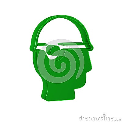 Green Baseball helmet icon isolated on transparent background. Stock Photo