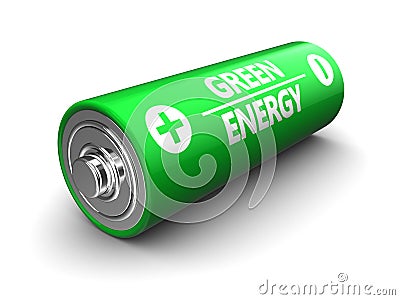 Green battery Cartoon Illustration