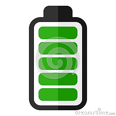 Green Battery Energy Indicator Flat Icon Vector Illustration