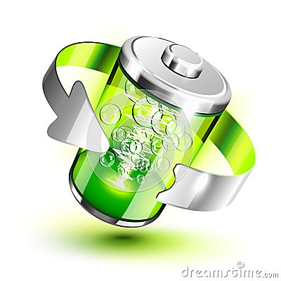 Green battery full level indicator Vector Illustration