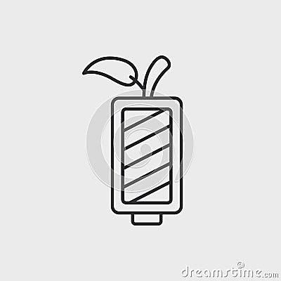 Green Battery and Green leaf. Eco Concept Vector Illustration