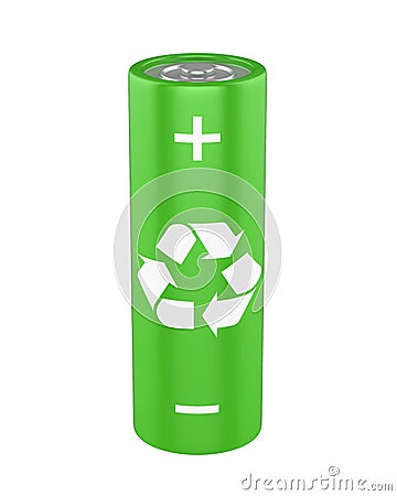 Green Battery Isolated Stock Photo