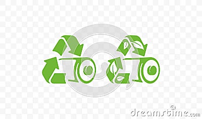 Green battery and process of recycling battery logo design. Ecological lithium-Ion battery recycling or safe energy graphic design Vector Illustration