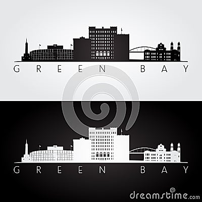 Green Bay USA skyline and landmarks silhouette. Vector Illustration