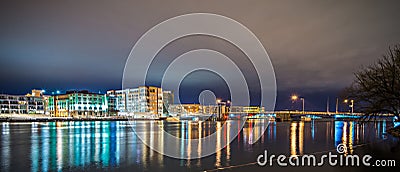 Green bay wisconsin city skyline at night Editorial Stock Photo