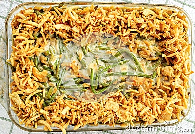 Green Bean Casserole, Thanksgiving, French Fried Onions Stock Photo