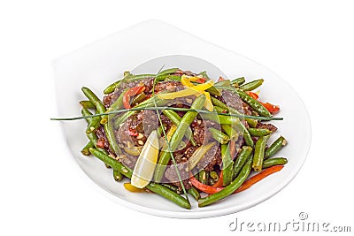 Green bean meat salad Stock Photo