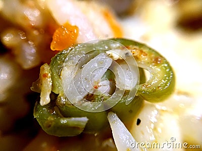 Green color bean piece, Asian foods, Asia spicy food, macro food photography, closeup image Stock Photo