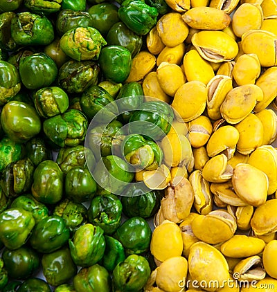 Green bean and yellow bean Stock Photo