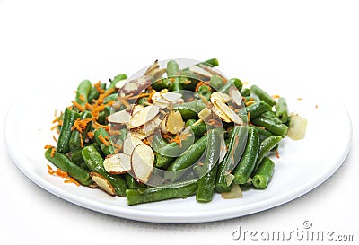Green beans saute with almonds Stock Photo