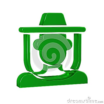 Green Beekeeper with protect hat icon isolated on transparent background. Special protective uniform. Stock Photo