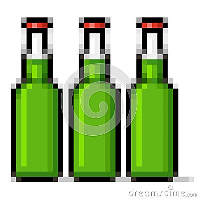 Green beer bottles pixel art Stock Photo