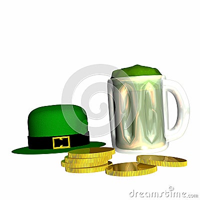 Green Beer and Gold Stock Photo