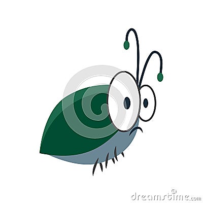 Green beetle on a white background. Vector cartoon illustration. Vector Illustration