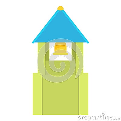 Green bell tower with blue bell roof icon Vector Illustration