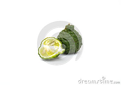 Green Bergamot isolated on white background Stock Photo