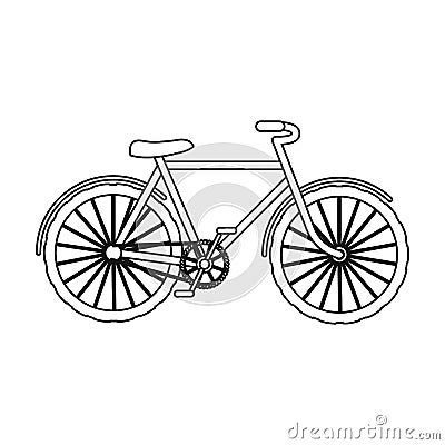 Green bicycle icon in outline style isolated on white background. Bio and ecology symbol stock vector illustration. Vector Illustration
