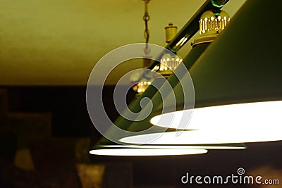 Green billiard lamp close up Stock Photo