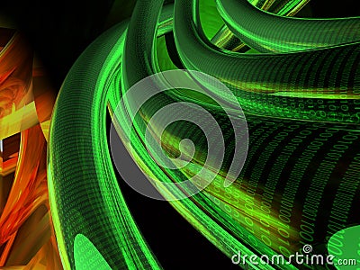 Green binary cables Stock Photo