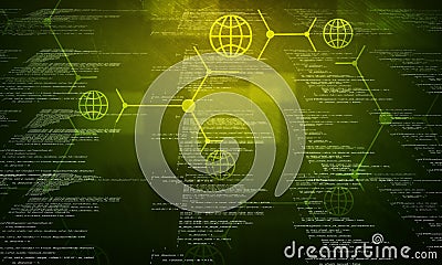 Green binary code on black Stock Photo