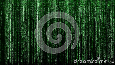 Green binary matrix code abstract computer hacker digital network black background Stock Photo