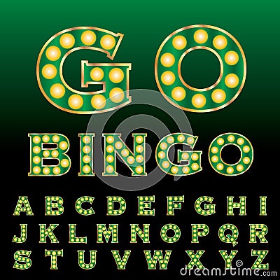 Green bingo font Vector Illustration