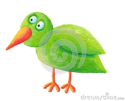 Green bird Cartoon Illustration