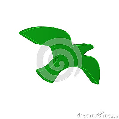 Green Bird seagull icon isolated on transparent background. Stock Photo