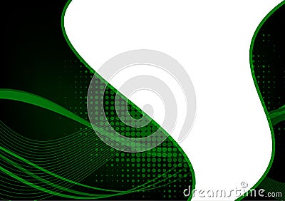 Green and black abstract wave abstract background with copy space. Vector illustration Vector Illustration