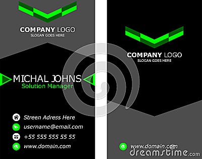 Green Black Bussines Card Fully Editable Vector Illustration