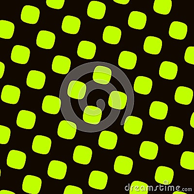 Green Black Checkered Pattern. Round Squares Texture. Abstract Elements. High Contrast Recurring Shapes. Pop or Cartoon Effect. Stock Photo